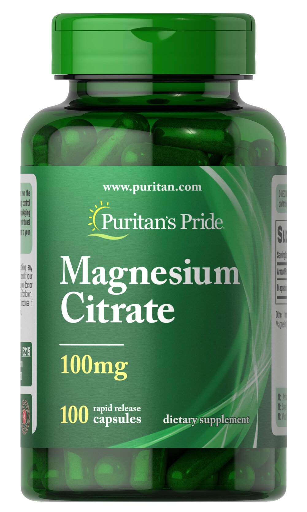 CITRATO DE MAGNESIO 100 MG - 100 cápsulas  - PURITANS PRIDE