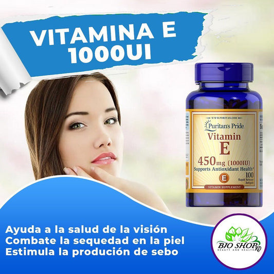 Vitaminas Vitamina E-1000 IU-100 en cápsulas de gel de Puritan's Pride