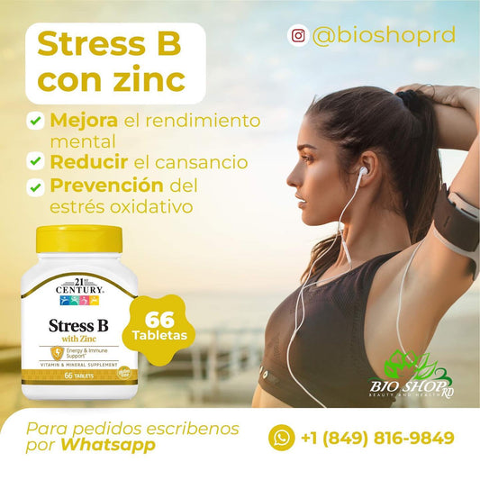 21st Century Stress B con tabletas de zinc, 66 unidades