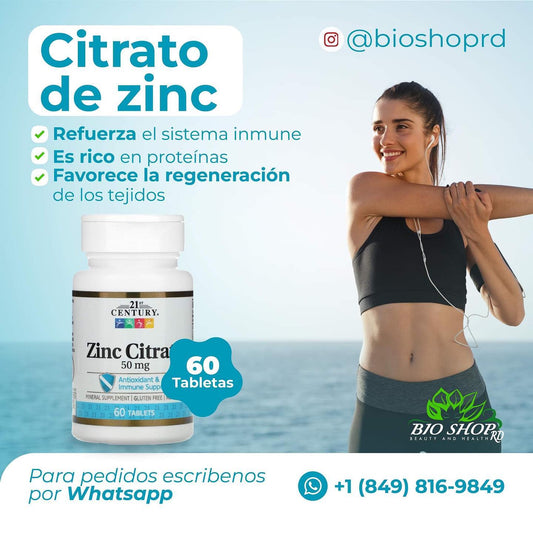 21st Century HealthCare - Tabletas de citrato de zinc de 50 mg, 60 unidades