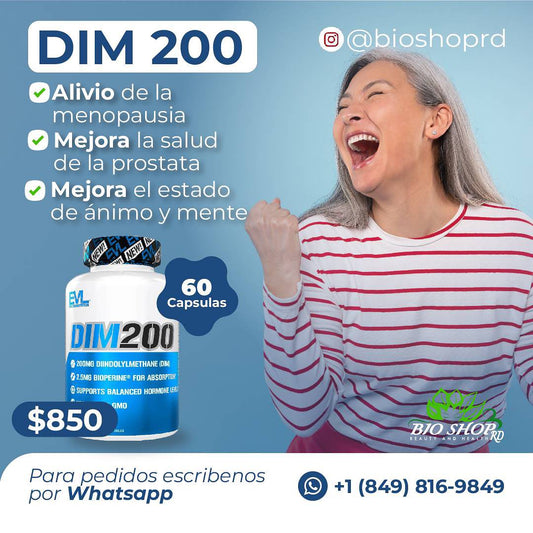 EVL - Suplemento DIM de diindolilmetano para hombres, dim avanzado de 200 mg con bioperina Dim Plus para una mayor absorción, suplemento de equilibrio hormonal vegano sin OMG para mejorar el estado de