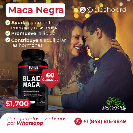 Force Factor Suplemento de vitalidad de raíz de maca negra para hombres con absorción y potencia superiores, extracto de maca negra natural, serie Fundamentals, 1000 mg, 60 cápsulas