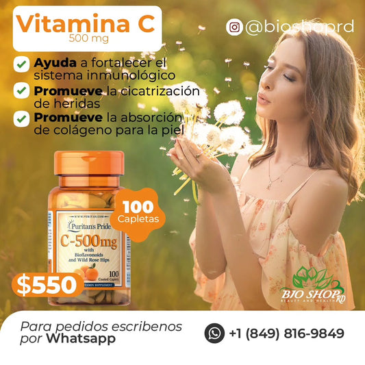 VITAMINA C 500 mg - 100 câpsulas - PURITTANS PRIDE