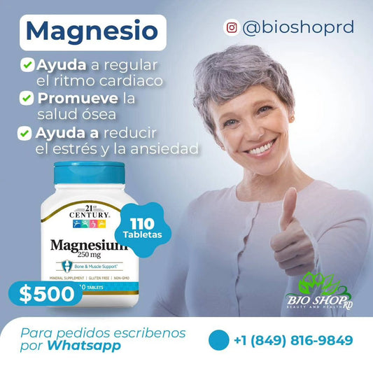 21st Century Tabletas de magnesio 250 mg, 110 unidades