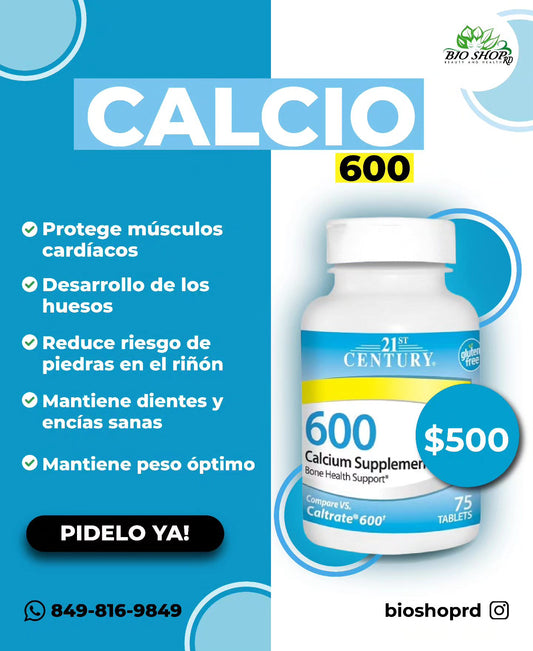 21st Century Suplemento de calcio, 600 mg, 75 unidades