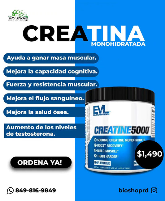 Evlution Polvo de monohidrato de creatina pura 5000 mg Nutrición Pre y Post Entrenamiento Recuperación Bebida Mezcla de Creatina Polvo para mejorar la masa muscular Rendimiento Atlético y Recuperación