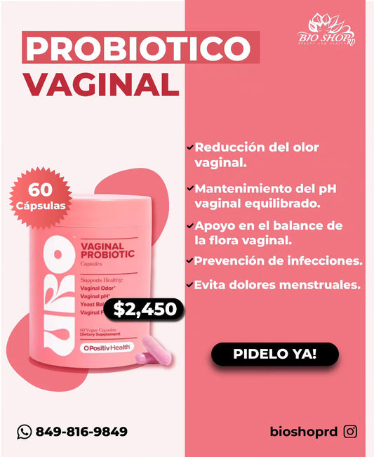 URO Vaginal Probiotics para la salud vaginal de las mujeres, equilibrio del pH, mezcla de prebióticos y probióticos Lactobacillus, promueve el olor y flora vaginal saludable, 60 cápsulas, (1 unidad)