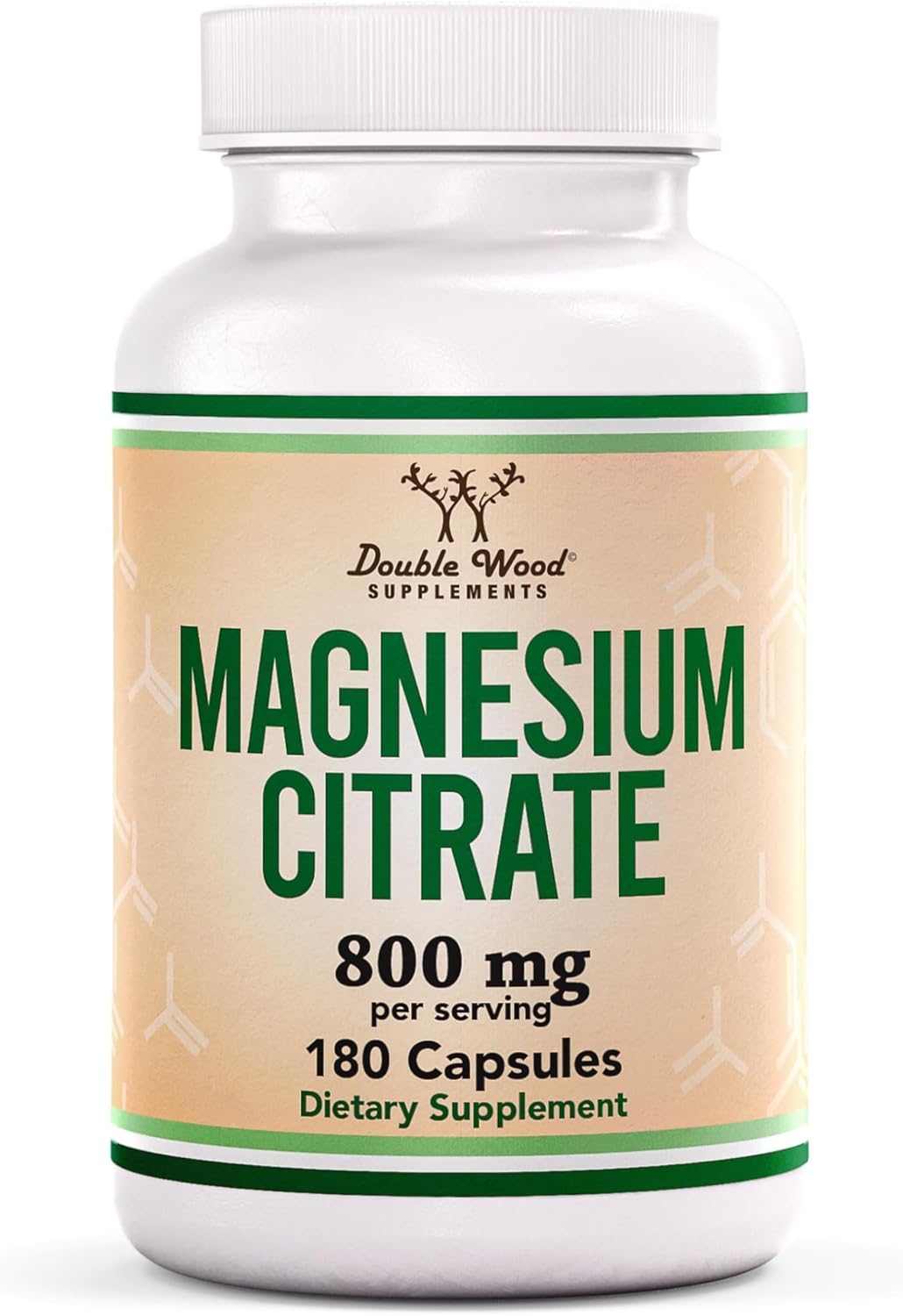 Citrato de magnesio 800 mg, 180 cápsulas, apoyo para la digestión y el estreñimiento, vegano seguro, sin OMG, Double Wood Supplements