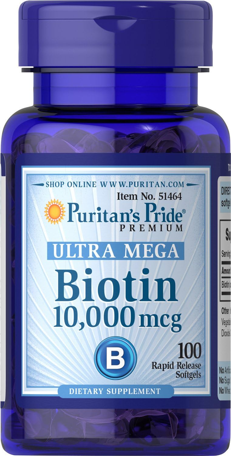 BIOTIN 10,000 mcg - 100 cápsulas  - PURITANS PRIDE