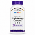 Triple Omega Complex 3-6-9, 90 cápsulas blandas de 21st Century — frasco sobre fondo blanco