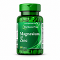 Magnesio con Zinc, 100 tabletas de Puritan's Pride — frasco sobre fondo blanco