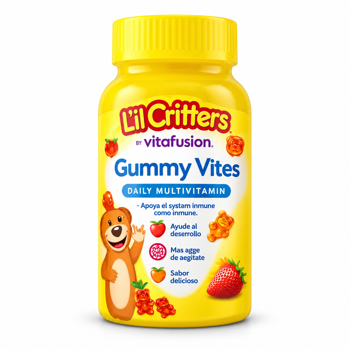Gummy Vites, Multivitamínico infantil en gomitas de L'il Critters — frasco sobre fondo blanco