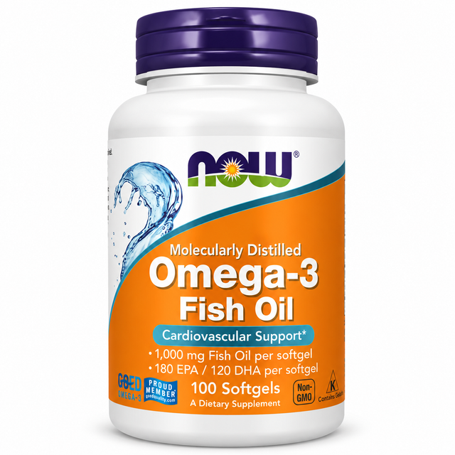 Omega-3 aceite de pescado 1000 mg, 100 cápsulas blandas de NOW Foods
